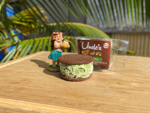 Hawaiian Host x Uncle's Ice Cream Fifth Flavor, Double Chocolate Matcha Ice Cream Sandwich