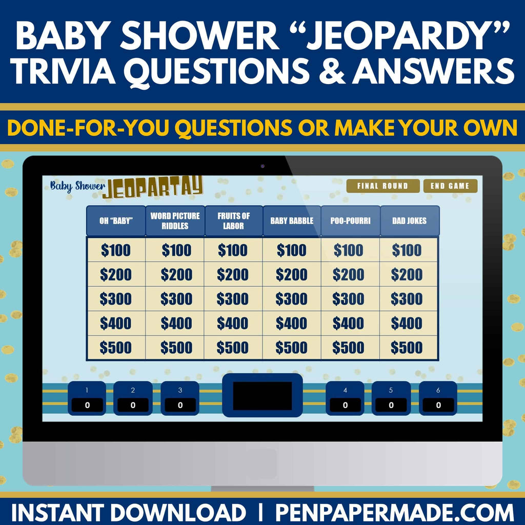 Baby Trivia Questions Game Blue Pen Paper Made Store
