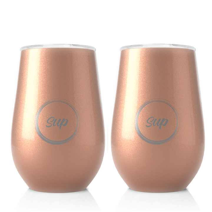 Waipfaru 6 Pack Wine Tumbler ,Champagne Insulated Wine Glasses 12Oz (Rose  Gold) 