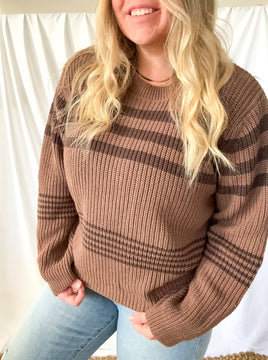 Charley striped knit sweater, brown