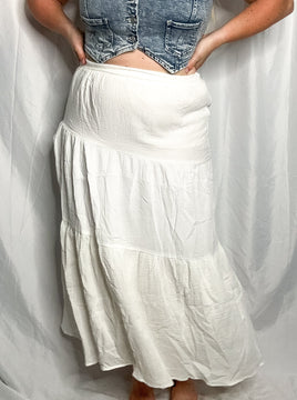 Serenity tiered maxi skirt, white