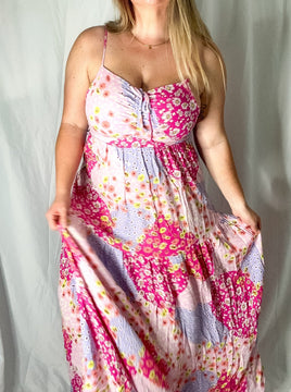 Eloise patchwork maxi dress, pink