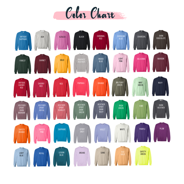 Size/Color Charts – Chozen 1 Designs