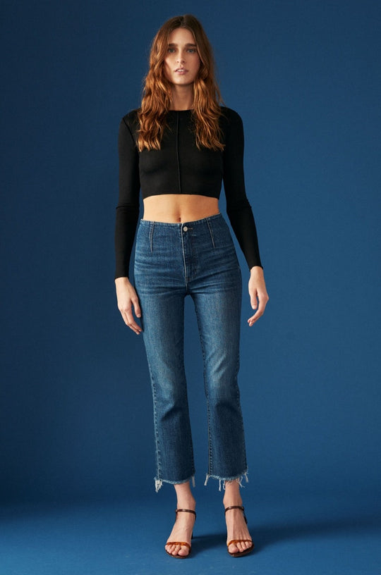 Daze Denim Shy Girl - Black Denim Jeans - Cropped Flared Jeans - Lulus