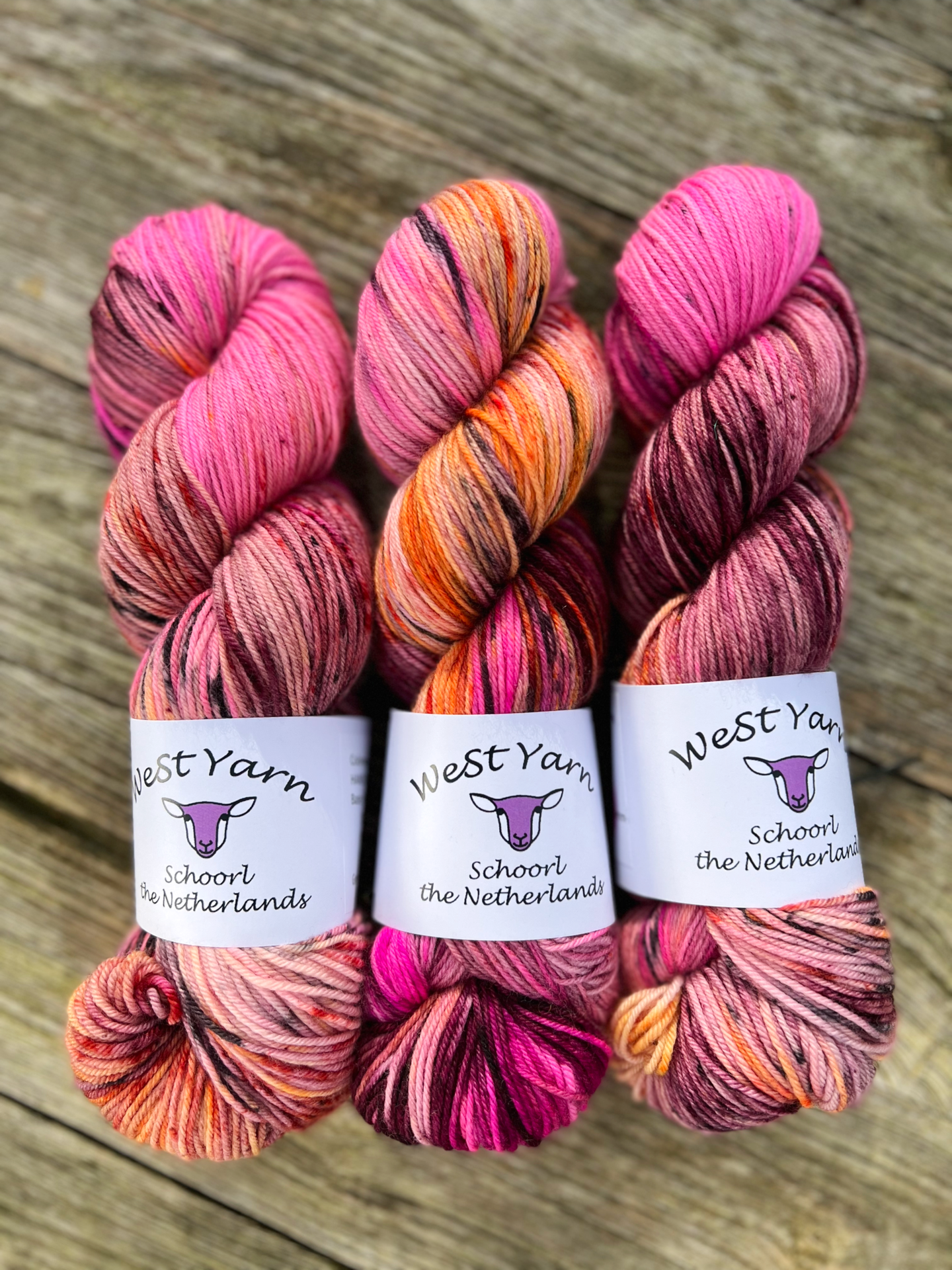 WeStYarn Wild Cherry Blossom Deluxe Sock, luxe hand dyed yarn