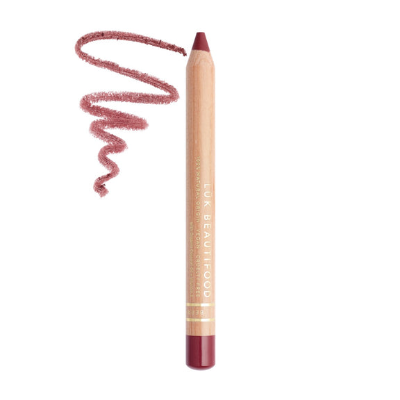 Luk Beautifood Natural Lipstick Crayon & lip liner in neutral shade Berry Bite. Vegan. Sustainable Beauty Packaging.