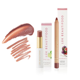 Lip Nourish Rose Lime and Lipstick Crayon Fig Brulee Natural Makeup set