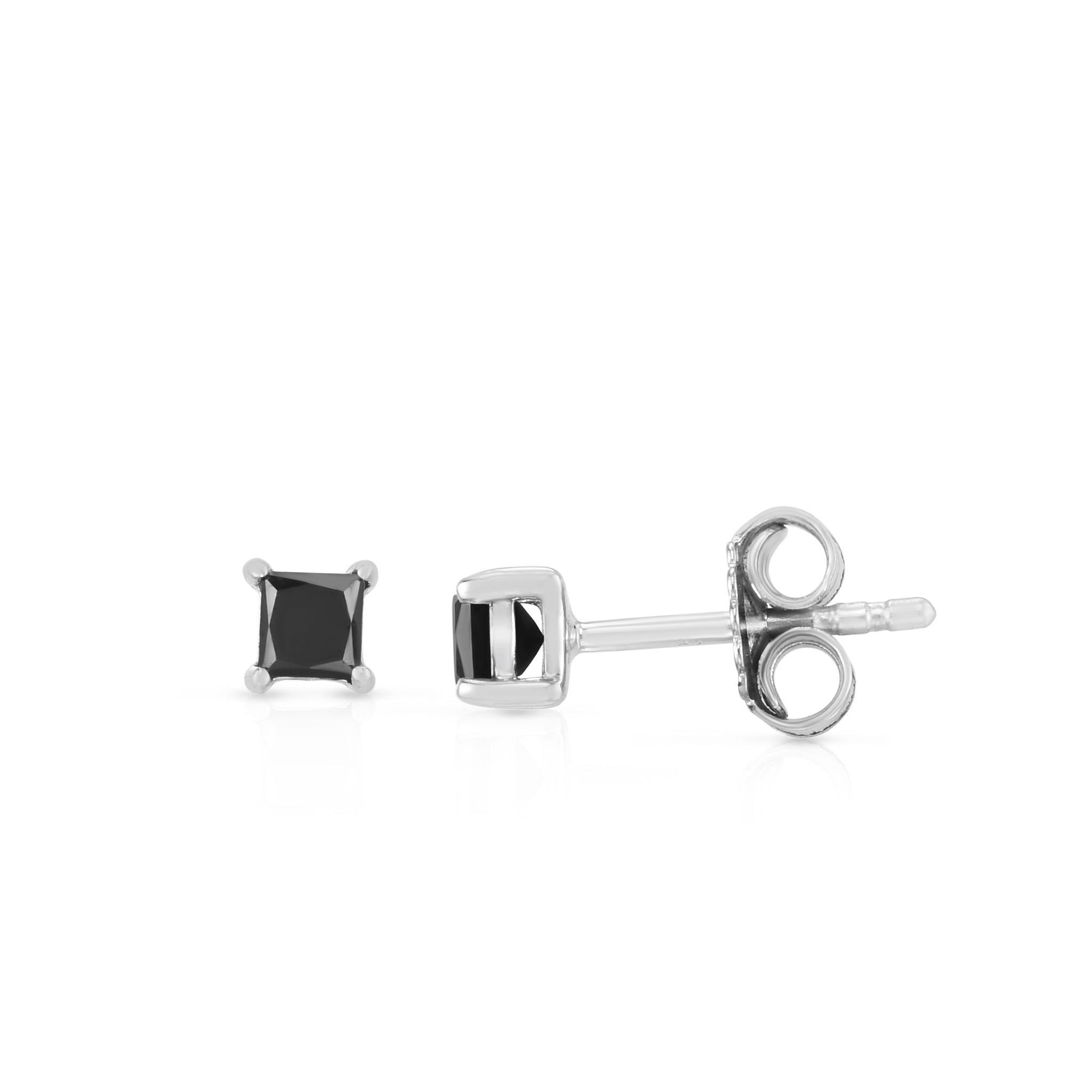 black princess cut earrings