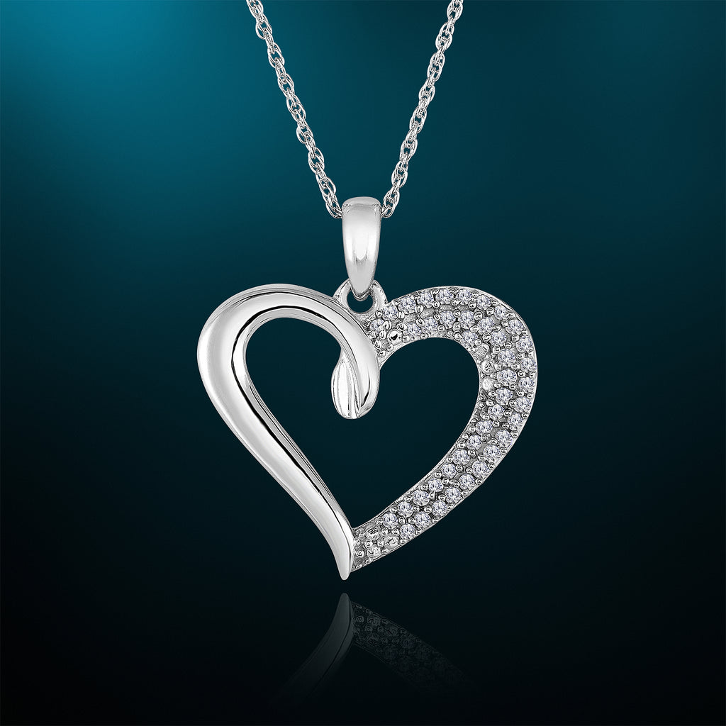 経典 NATALIA DRAKE Necklace 1/2 in Cttw 925 Sterling Diamond Heart