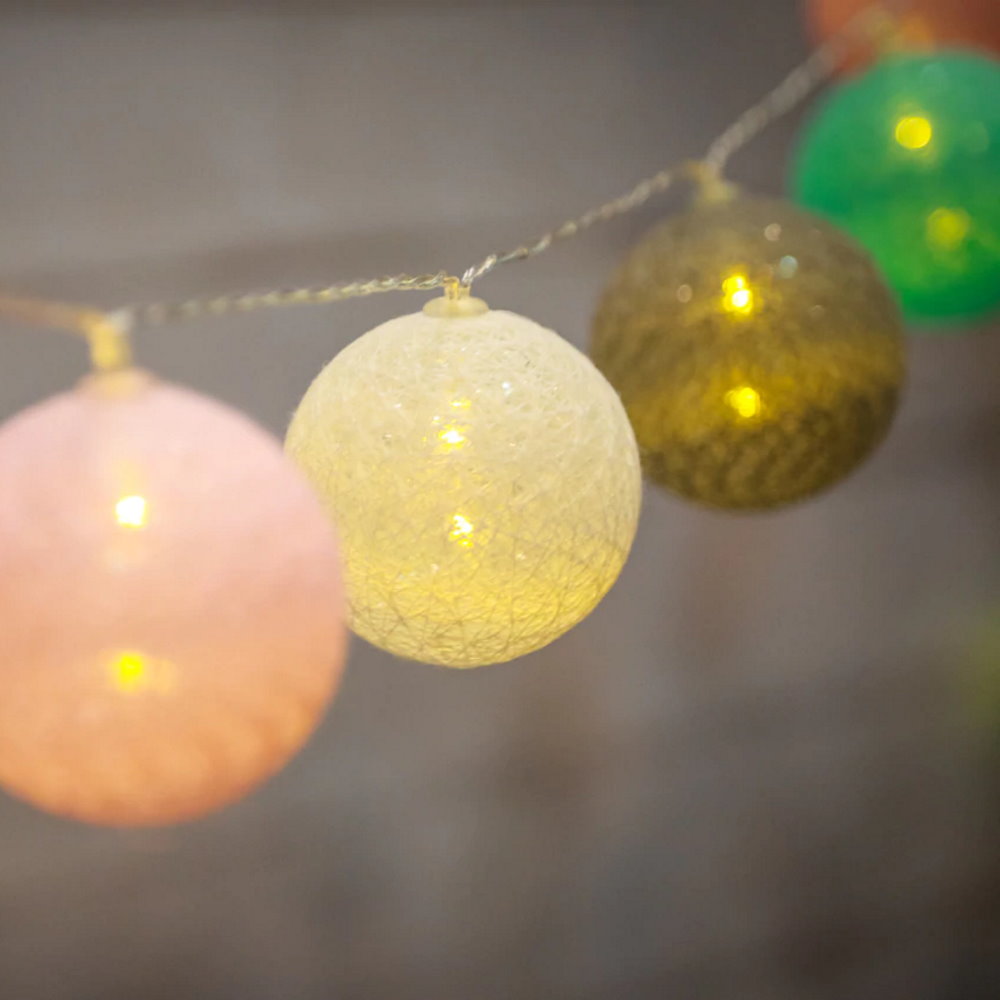 pastel cotton ball fairy lights