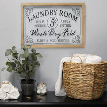 Load image into Gallery viewer, Vintage Style Laundry Room Glass and Wood Framed Wall Art