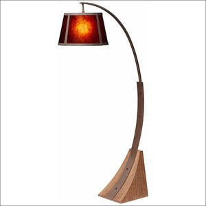 Mica Oak Wood Arc Floor Lamp