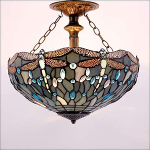 Sea Blue Stained Glass Ceiling Lamp