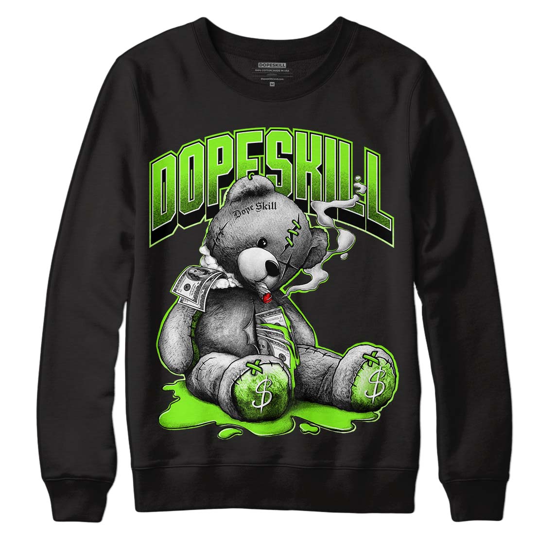 Neon Green Collection DopeSkill Sweatshirt Sick Bear Graphic ...