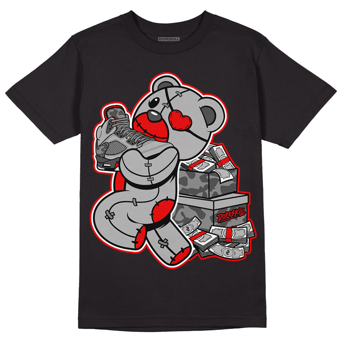 Camo 5s DopeSkill T-Shirt Bear Steals Sneaker Graphic | DOPESKILL