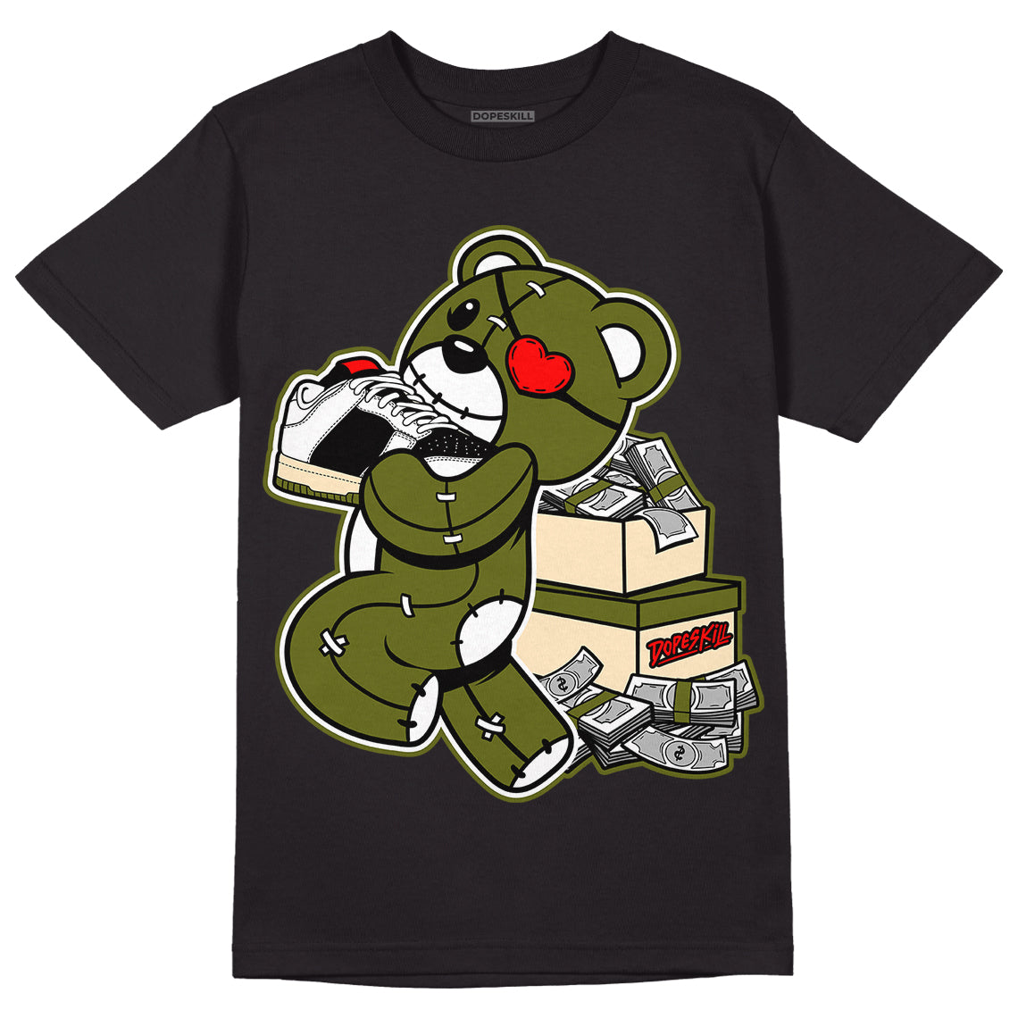 Olive 1s Low OG DopeSkill T-Shirt Bear Steals Sneaker Graphic | DOPESKILL