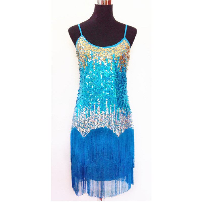 Ombre Style Sequines Show Fringes Dress freeshipping - BrazilCarnivalShop