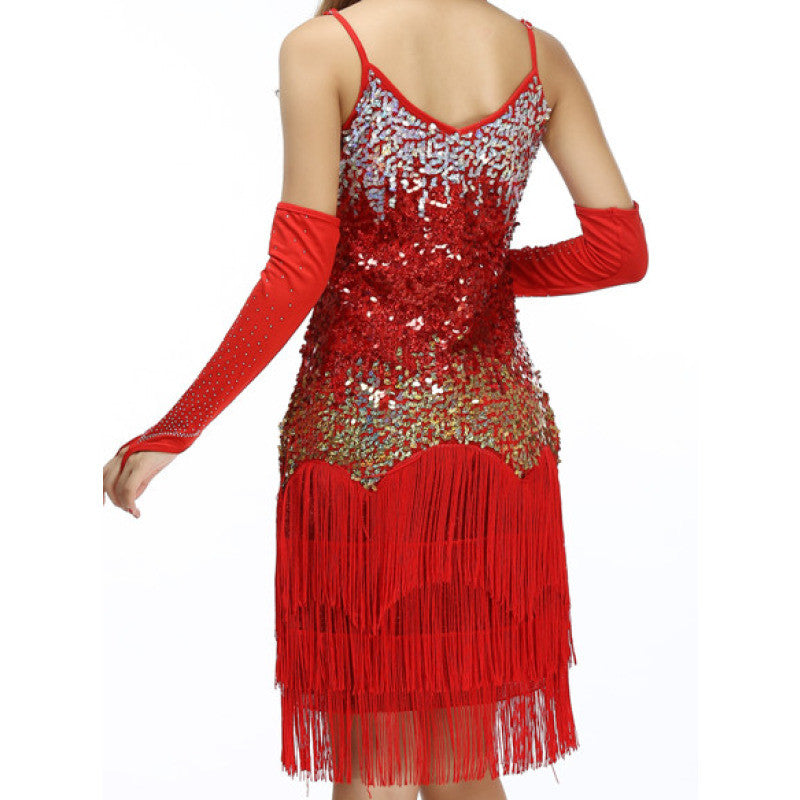 Ombre Style Sequines Show Fringes Dress freeshipping - BrazilCarnivalShop
