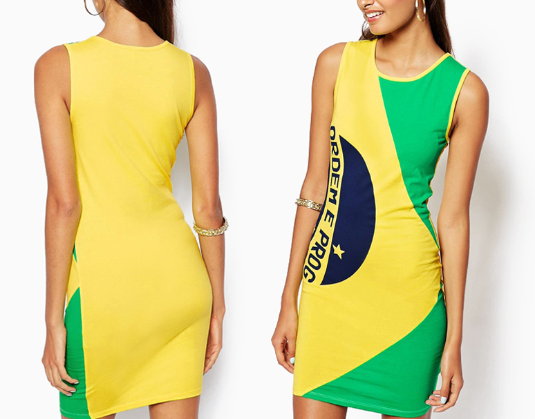 Brazil Flag Dress Women Fashion Bohemian Beach Dresses Party