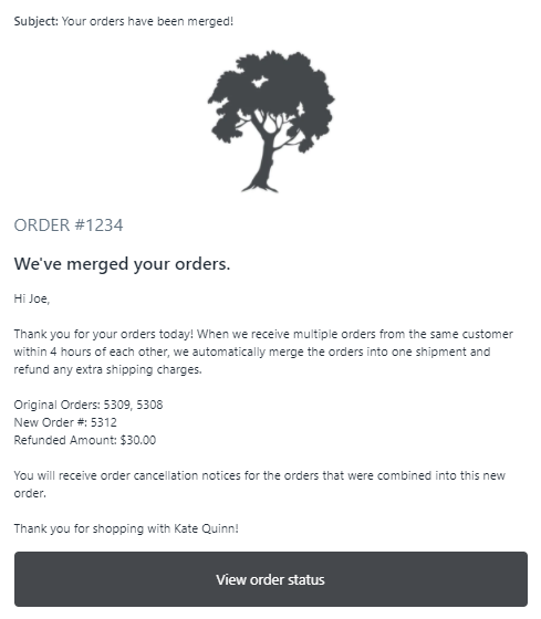 Merged Order Notification