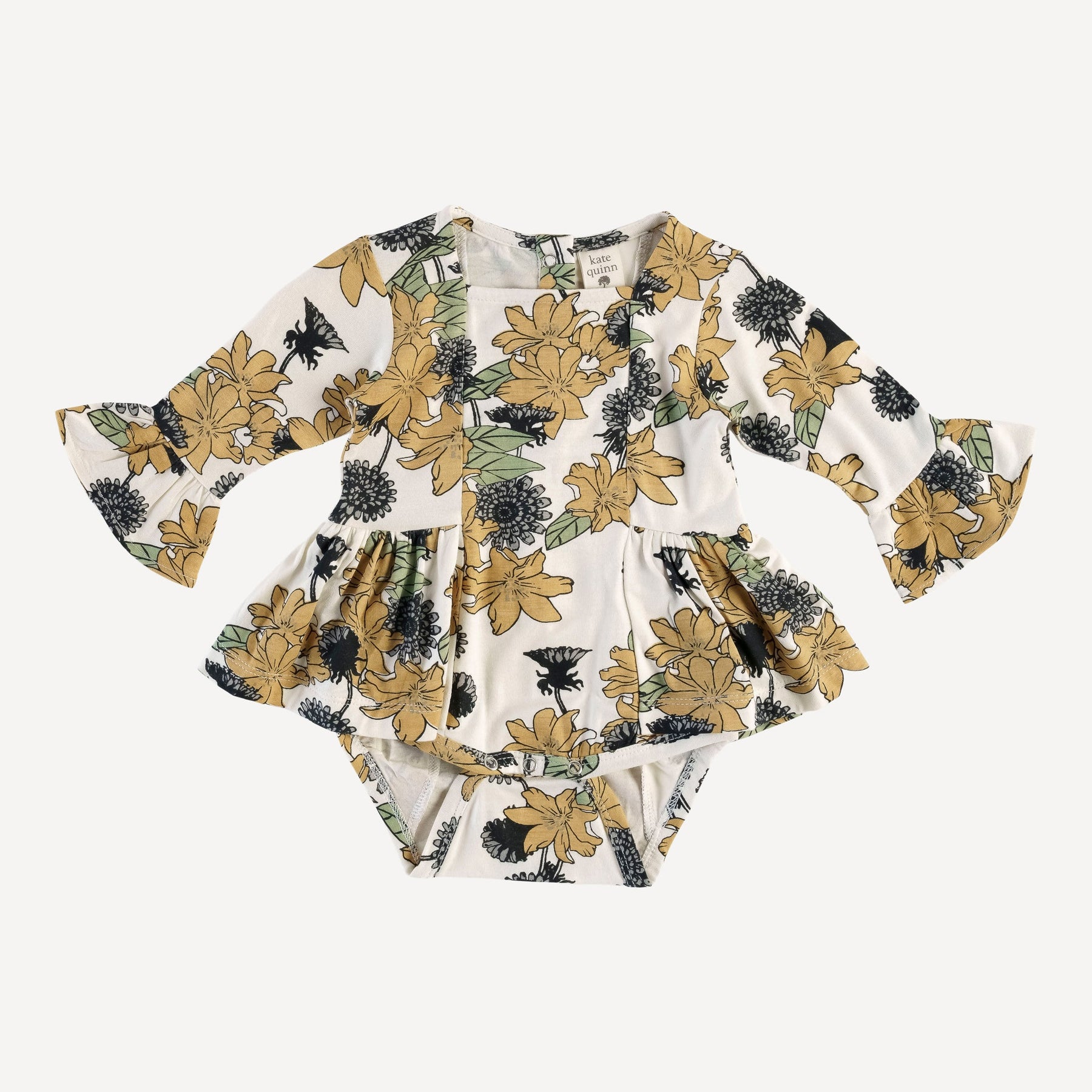 bell sleeve ballerina bubble | neutral retro floral | bamboo – kate quinn