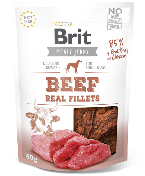 Brit Jerky Beef Real Fillets Snack närimismaius koertele 80g