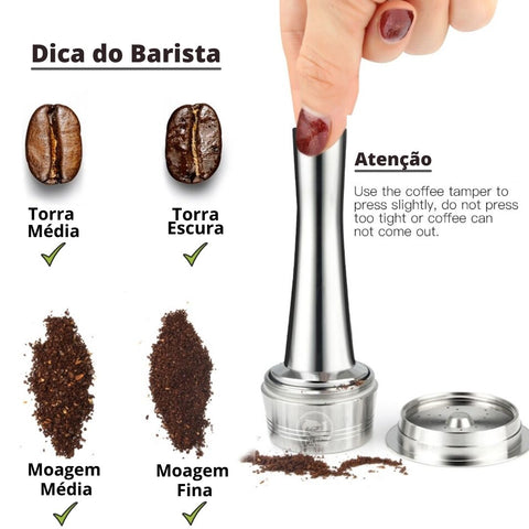 três corações cápsula em inox ecoespresso