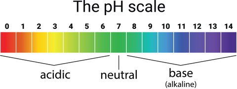PH scale showing acids and alkaline