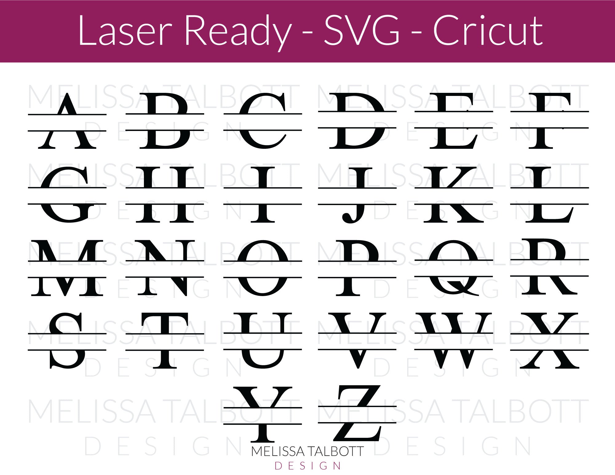 Download Split Letter Monogram Svg Laser Cricut Silhouette Design Files Melissa Talbott