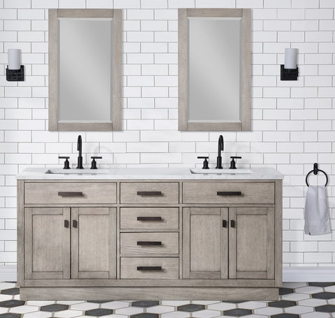 Water Creation Chestnut 72" Double Bathroom Vanity in Grey Oak