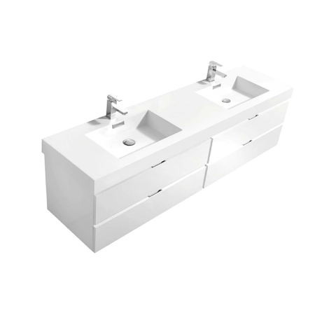 Kubebath Bliss 80-Inch Double Sink Wall Mount Modern Bathroom Vanity