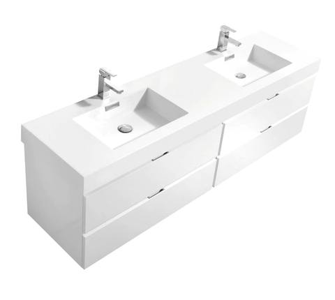 Kubebath Bliss 80" Double Sink Wall Mount Modern Bathroom Vanity