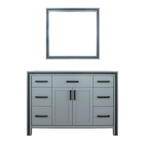 Lexora Ziva 48" Dark Grey Single Vanity, no Top and 34" Mirror