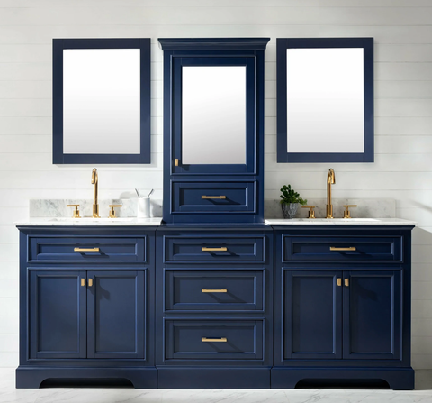 Milano 84" Double Sink Bathroom Vanity Modular Set - Blue