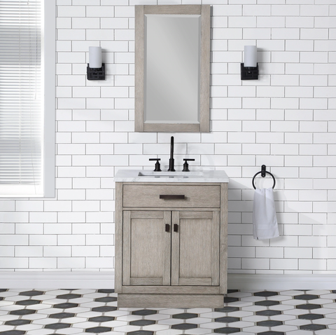 Water Creation Chestnut 30" Single Bathroom Vanity In Grey Oak