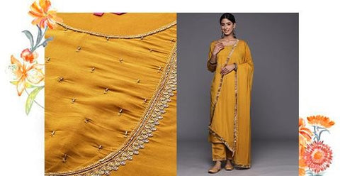 Ethnic Motifs Embroidered Regular Thread Work Round Neck Kurta