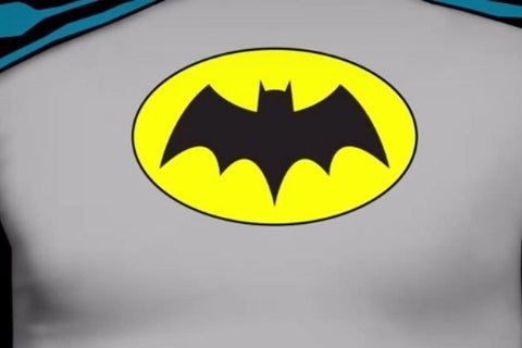 Batman logo 1964 med gul baggrund