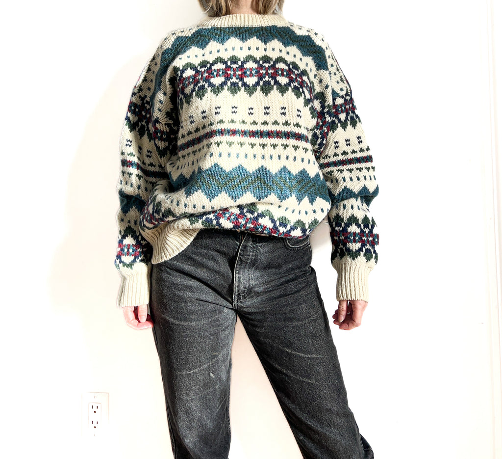 Vintage 90s Grey Wool Chunky Knit Sweater, Unisex – Covet Vintage