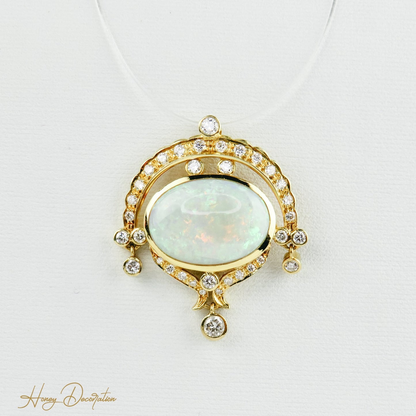 Goldanhänger für Halskette mit Opal und Brillanten - Honey Decoration