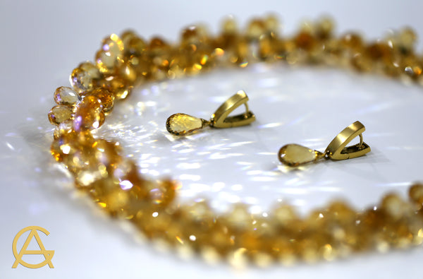 Goldart Citrine Briolettes Necklace and Earrings