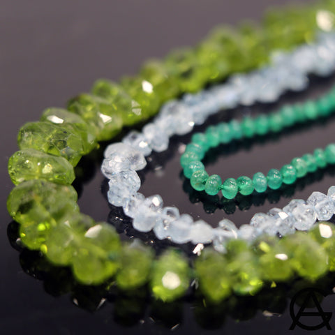 Goldart Peridot faceted beads Aquamarine faceted beads Emerald beads necklaces