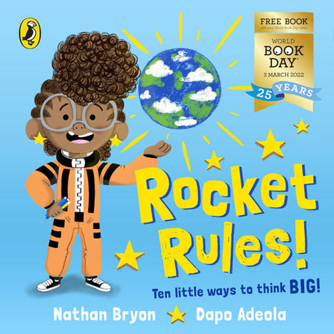 Rocket Rules by Nathan Bryon and Dap Adeola. World Book Day 2022. Book cover.
