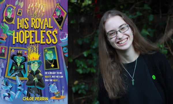 His Royal Hopeless by Chloe Perrin. Book cover and author photo.