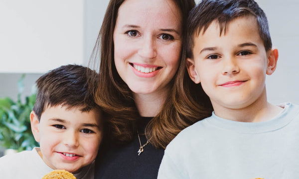 Marieke Syed, founder of SNACKZILLA, and her children