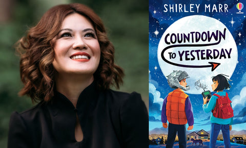 Countdown to Yesterday by Shirley Marr. Book cover and author photo.