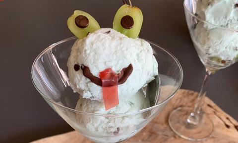 Toad ice cream sundae as a Halloween food idea
