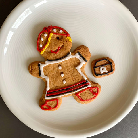 Gingerbread biscuit decorated to look like Rosie Revere for World Book Day