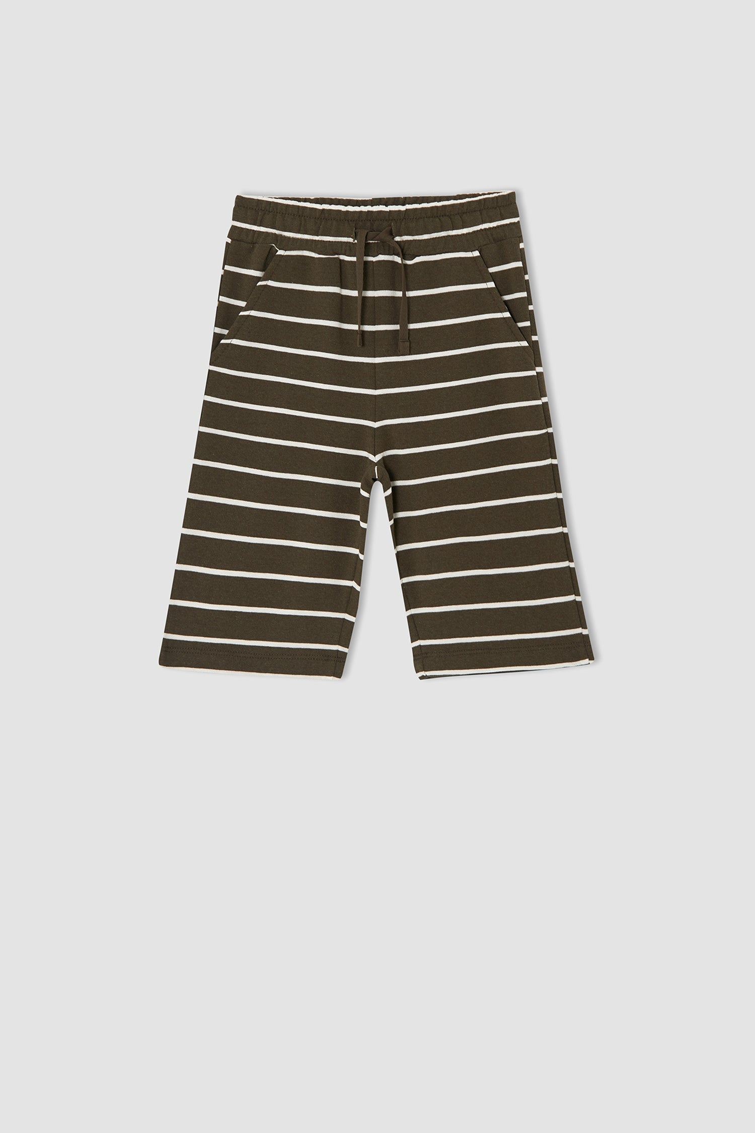 Bermuda gestreiftes Short für Jungen - Khaki