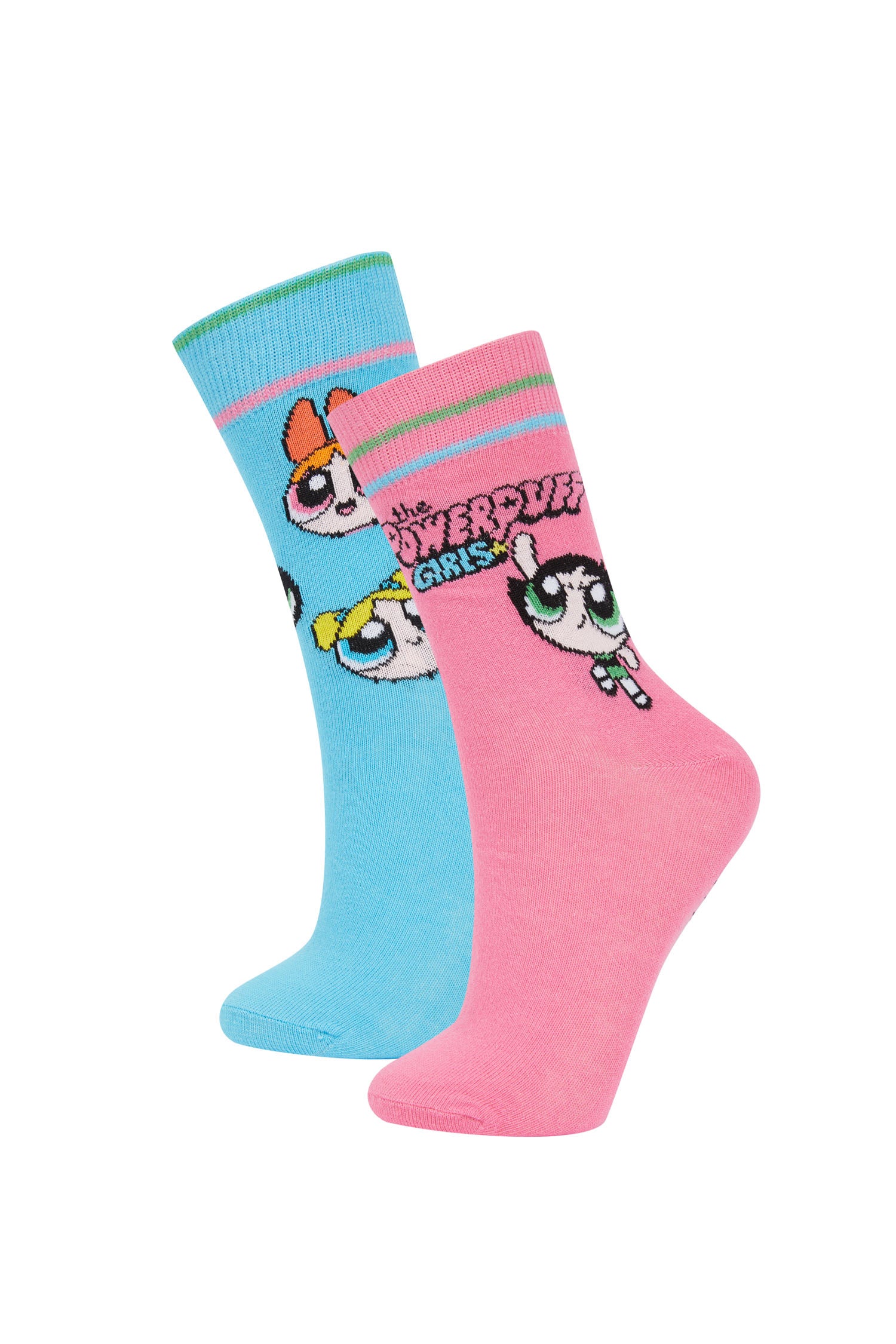 2-er Pack Powerpuff Girls Lizenzierte lange Socken - Gemischte Farbe