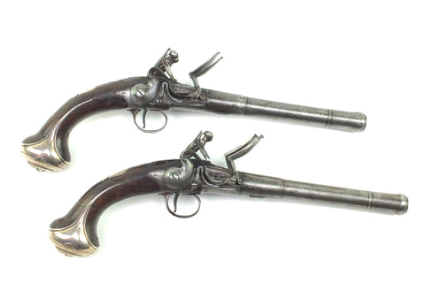 Pair of Double Flintlock Single Trigger Turn Off Pistols Barbar